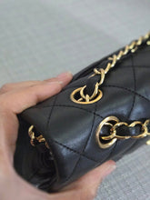 Load image into Gallery viewer, Chanel series 16 2012 Black Lambskin Medium ML Timeless Classic Double Flap Bag with GHW
