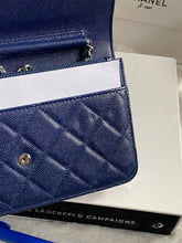 Load image into Gallery viewer, Chanel series 24 17B 2017 Fall/Winter Collection Navy Caviar SHW Classic Wallet on chain (WOC)
