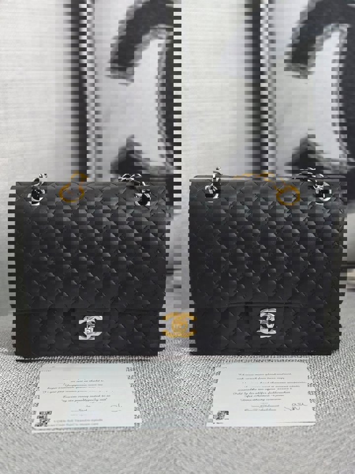 Chanel series 16 2012 Black Lambskin Medium ML Timeless Classic Double Flap Bag with GHW