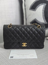 Load image into Gallery viewer, Chanel series 16 2012 Black Lambskin Medium ML Timeless Classic Double Flap Bag with GHW
