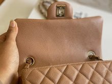 Load image into Gallery viewer, Chanel series 25 18S Collection Pearly Dark Beige Caviar Champagne Gold Hardware Mini Rectangular Flap Bag
