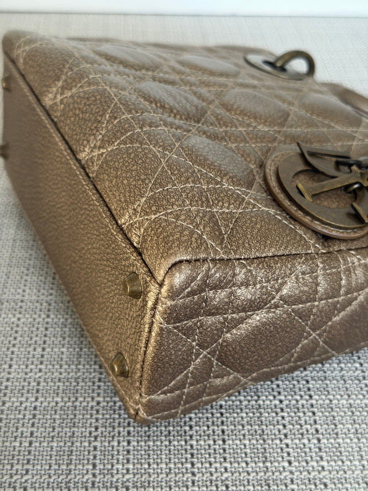 Dior Lady Dior Mini In Bronze Lambskin Bronze Hardware 2007