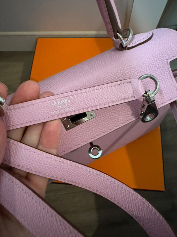 HERMES Mauve Sylvester PHW Kelly 25 Epsom Sellier