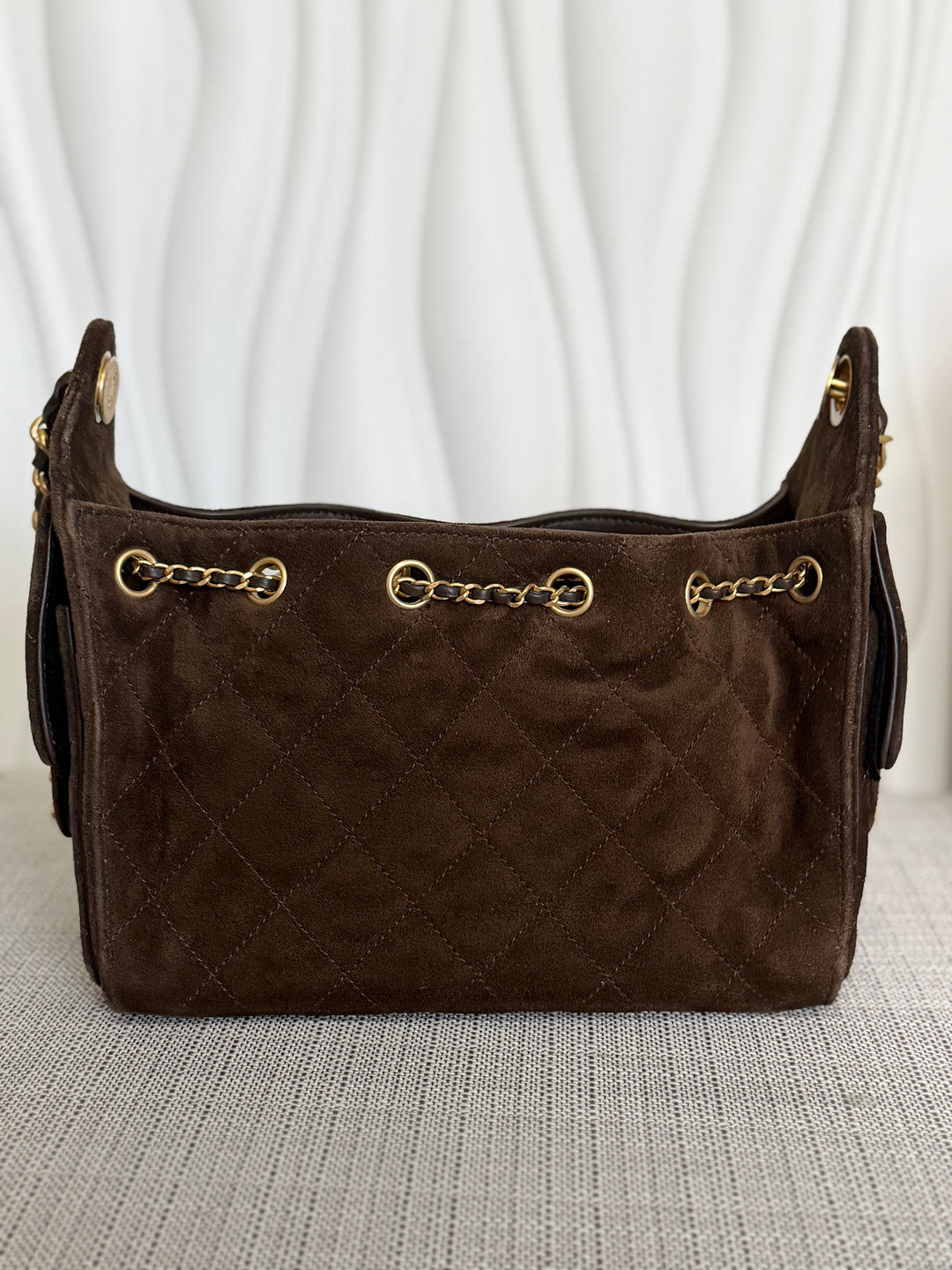 CHANEL 26C collection 2025/2026 Brown Suede Leather Mini 25 Hobo Bag with aged GHW