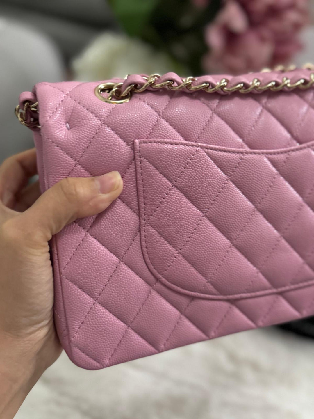 CHANEL 22S 2022 Dark Pink Caviar LGHW Medium ML Timeless Classic Double Flap Bag