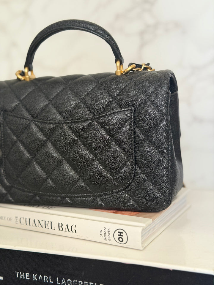 CHANEL 21S Black Caviar Aged GHW Top Handle Mini Rectangular Flap Bag series 31 2021