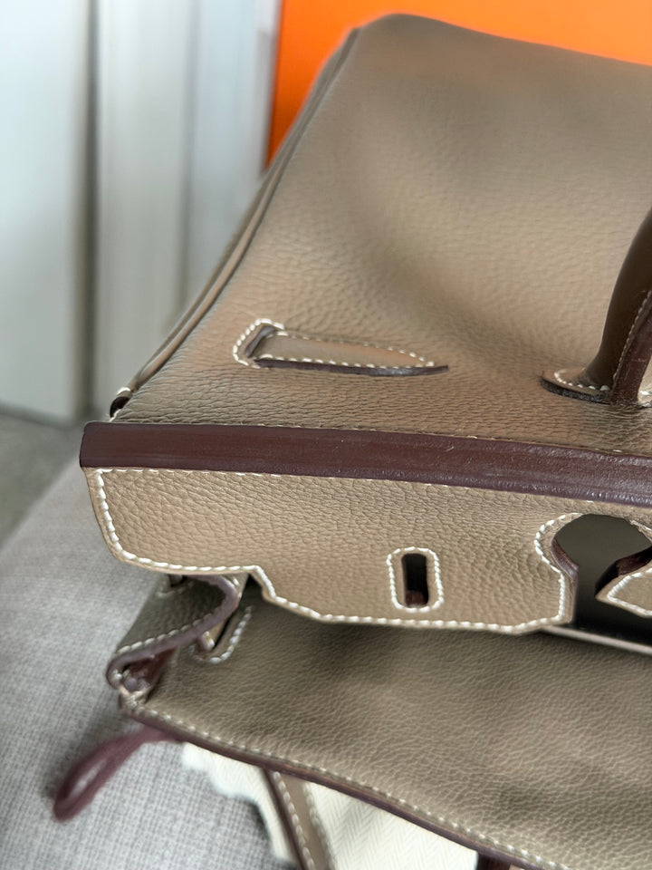 Hermès Etoupe Togo Leather PHW Birkin 30 Stamp A 2017