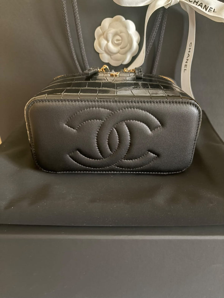 CHANEL 26A Croc Embossed Calf Skin Vanity with top handle Shiny GHW 2026