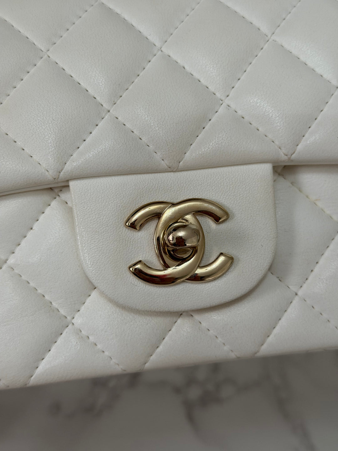 CHANEL series 23 2016 White Lambskin LGHW Mini Rectangular Flap Bag