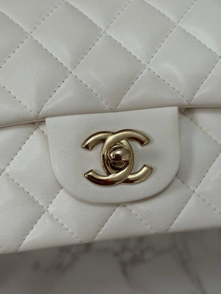 CHANEL series 23 2016 White Lambskin LGHW Mini Rectangular Flap Bag