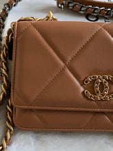 Load image into Gallery viewer, Chanel 19 Wallet on chain (WOC) in 21K 2021 Fall/Winter Collection Caramel Brown Lambskin Mixed Hardware
