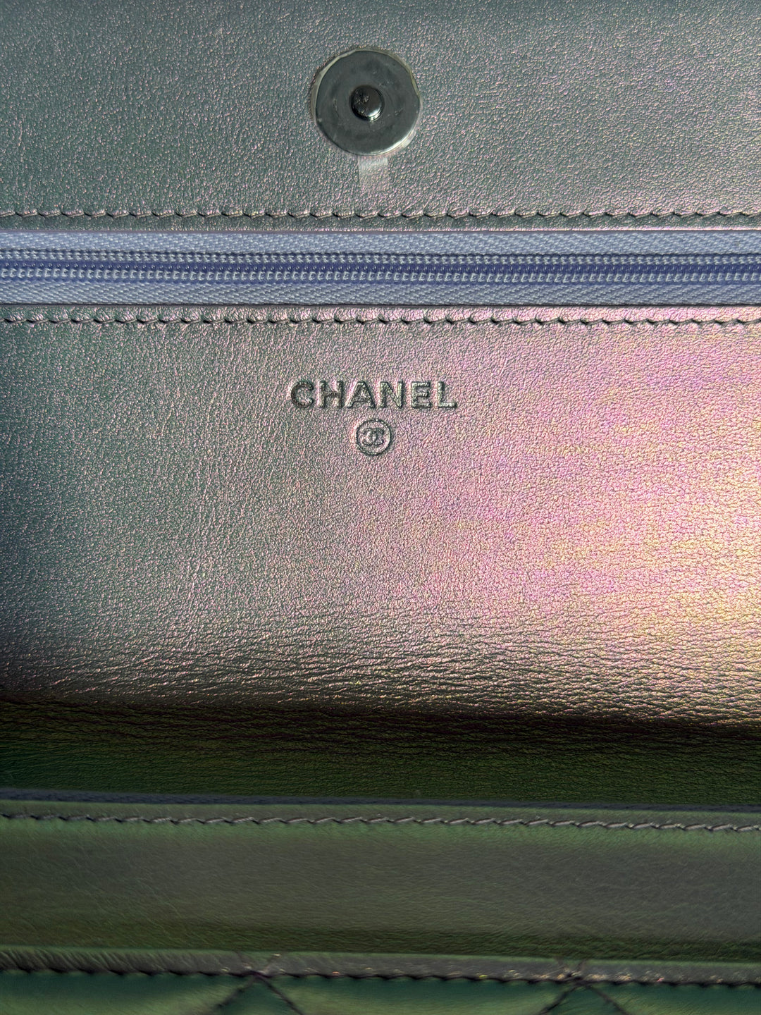 CHANEL Silver Lambskin SHW Classic Wallet on Chain (WOC) 2022