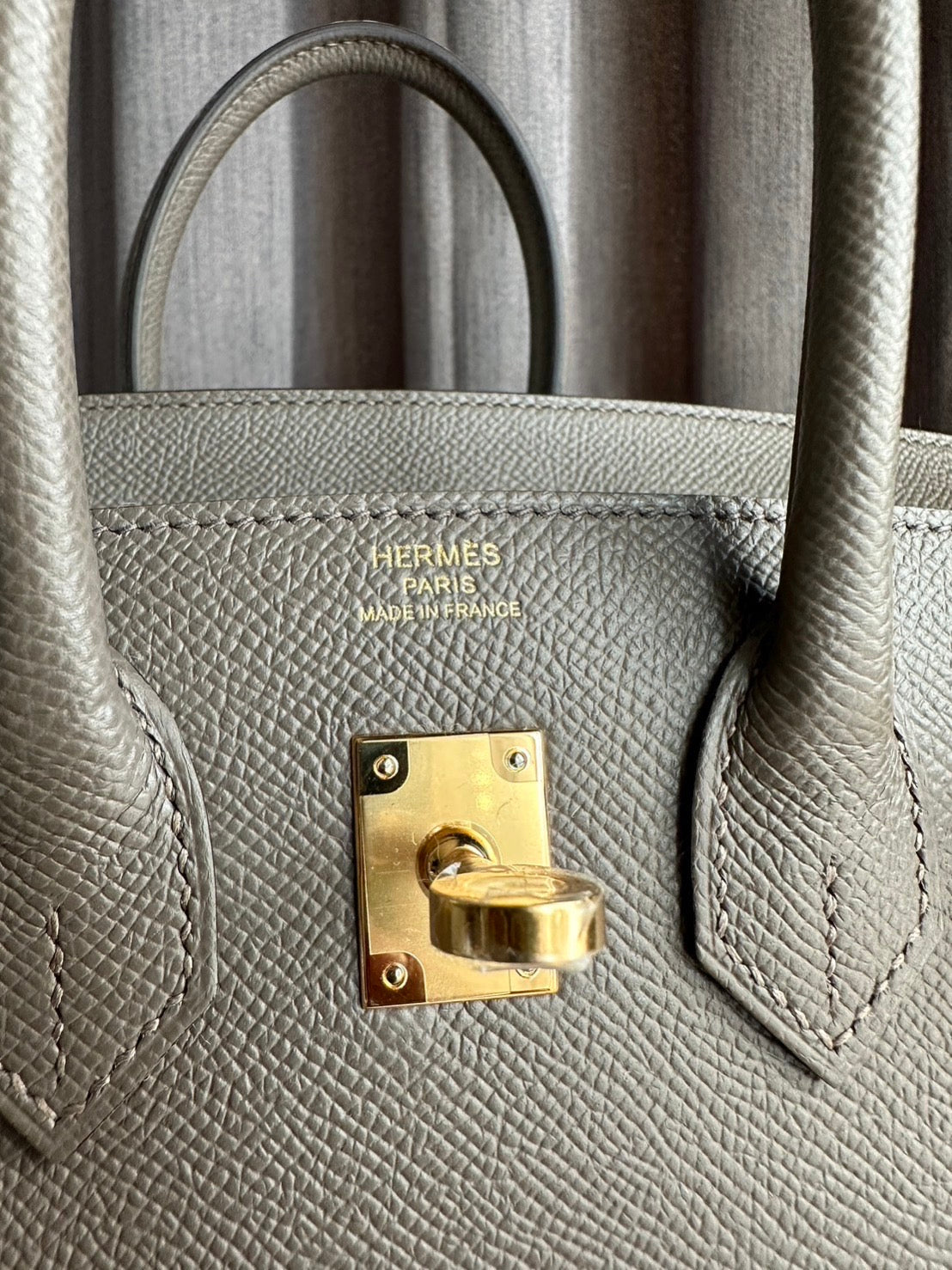 Hermes Birkin 25 Gris Etain Epsom Sellier Gold Hardware Stamp B 2023