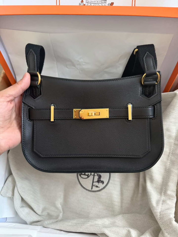 Hermes Mini Jypsiere in Black evercolor calf skin GHW