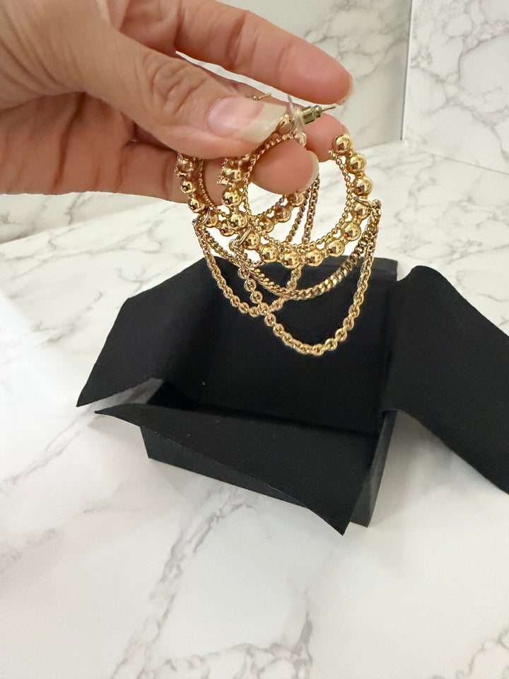 CHANEL 22C Gold Beads Earrings