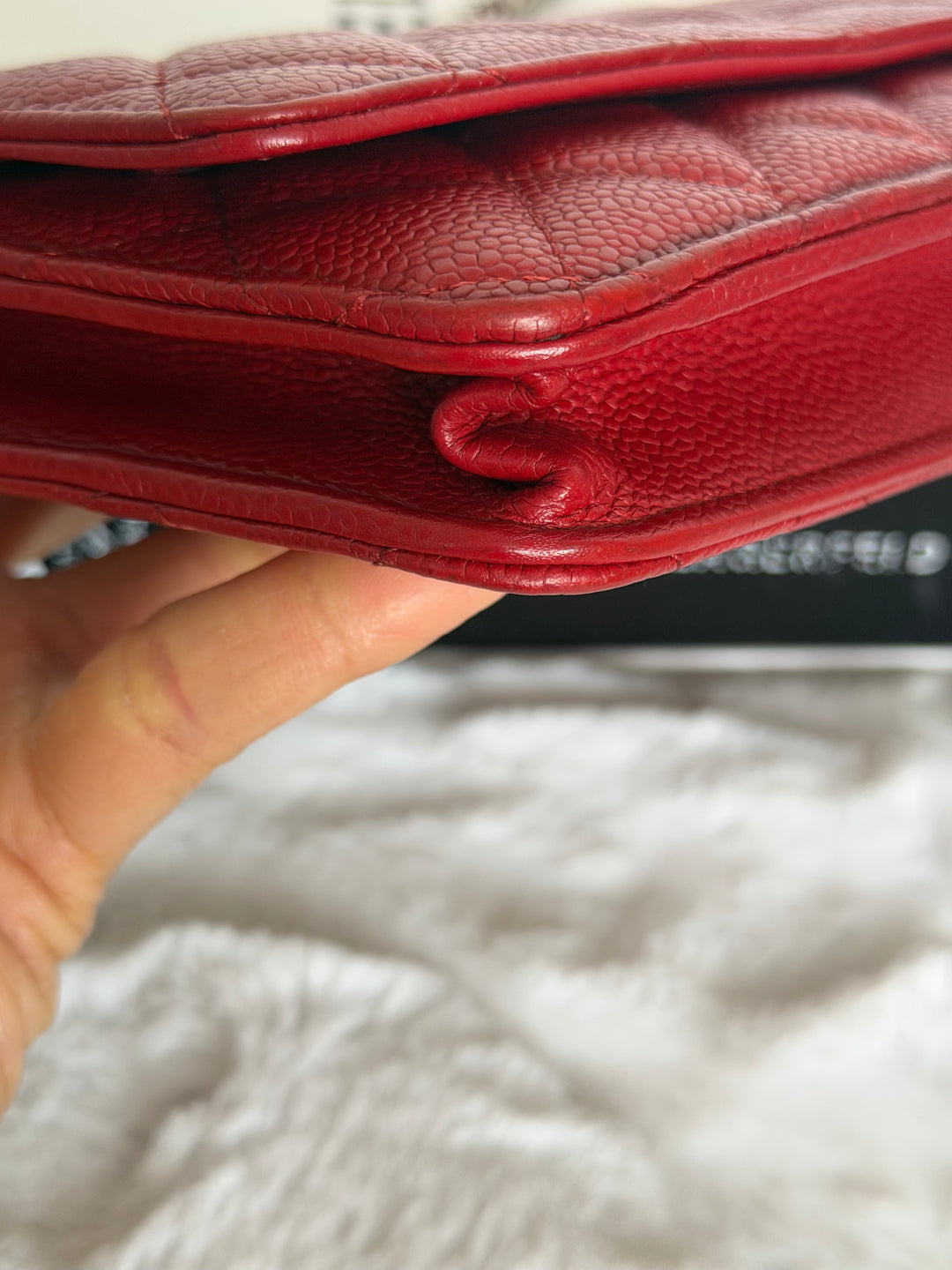 CHANEL series 19 Red Caviar Classic Wallet on chain (WOC) SHW 2014/2015