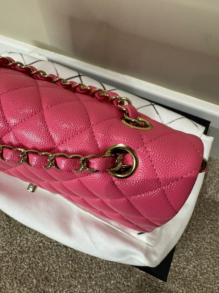 CHANEL 21C collection series 30 Barbie Pink Caviar LGHW Medium Timeless Classic Double Flap Bag
