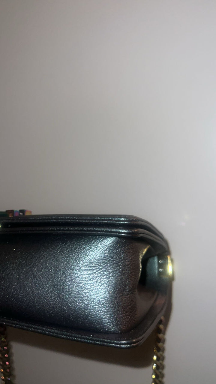 Chanel 16C 2016 Cruise collection series 21 Purple Iridescent Calf skin rainbow mermaid hardware Le Boy Old Medium Flap Bag