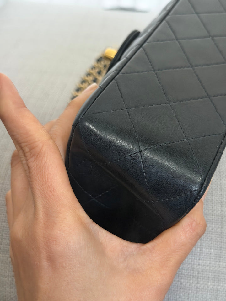 CHANEL series 11 Black Lambskin 24K GHW Vintage Small classic double flap bag 2007/2008