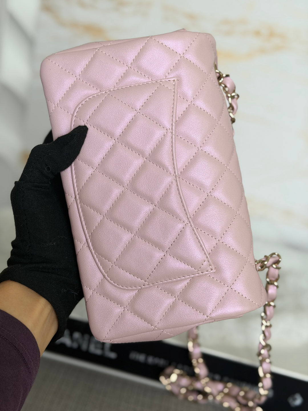 CHANEL 21S Light Pink Calf Skin LGHW Mini rectangular flap bag series 31 2021 *super rare*