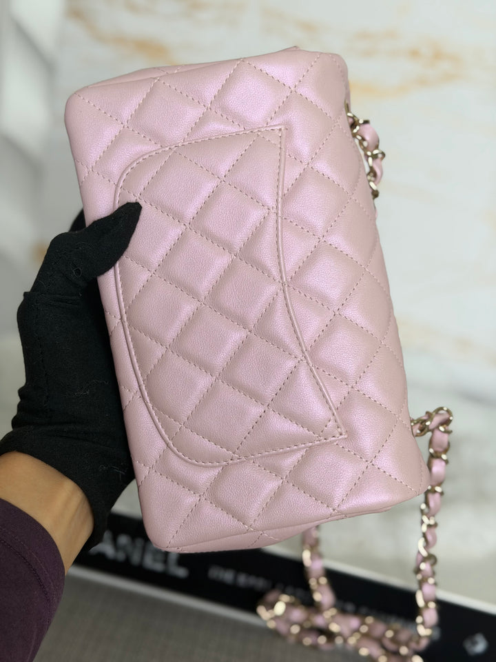 CHANEL 21S Light Pink Calf Skin LGHW Mini rectangular flap bag series 31 2021 *super rare*