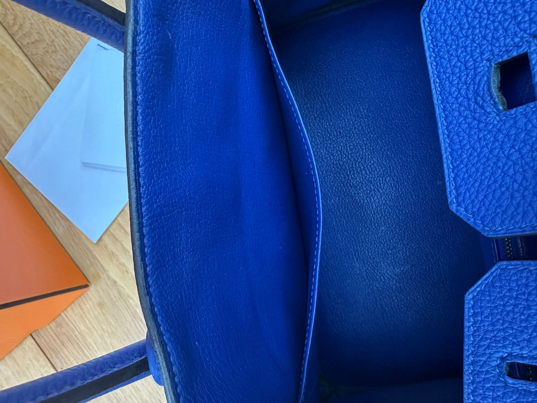 Hermes Birkin 30 Bleu Electric Togo Leather GHW Stamp T 2015 Bag