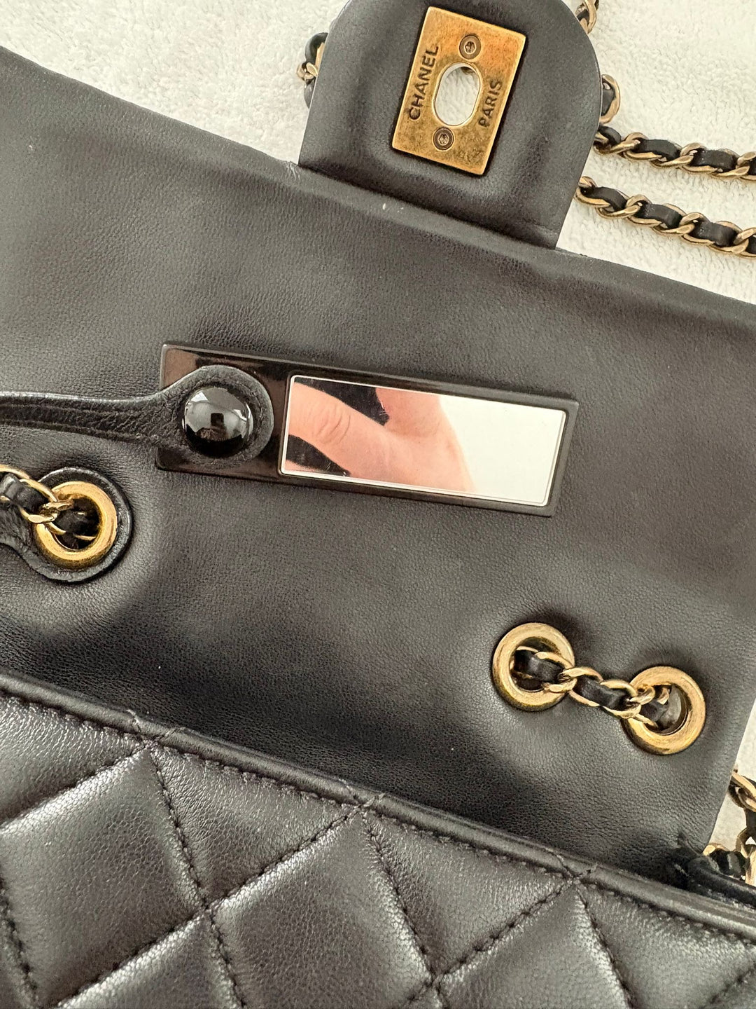 CHANEL series 20 Black Lambskin Anyique GHW Mini Flap Bag Seasonal Minaudières 2014 Limited Runway “meat package” collection