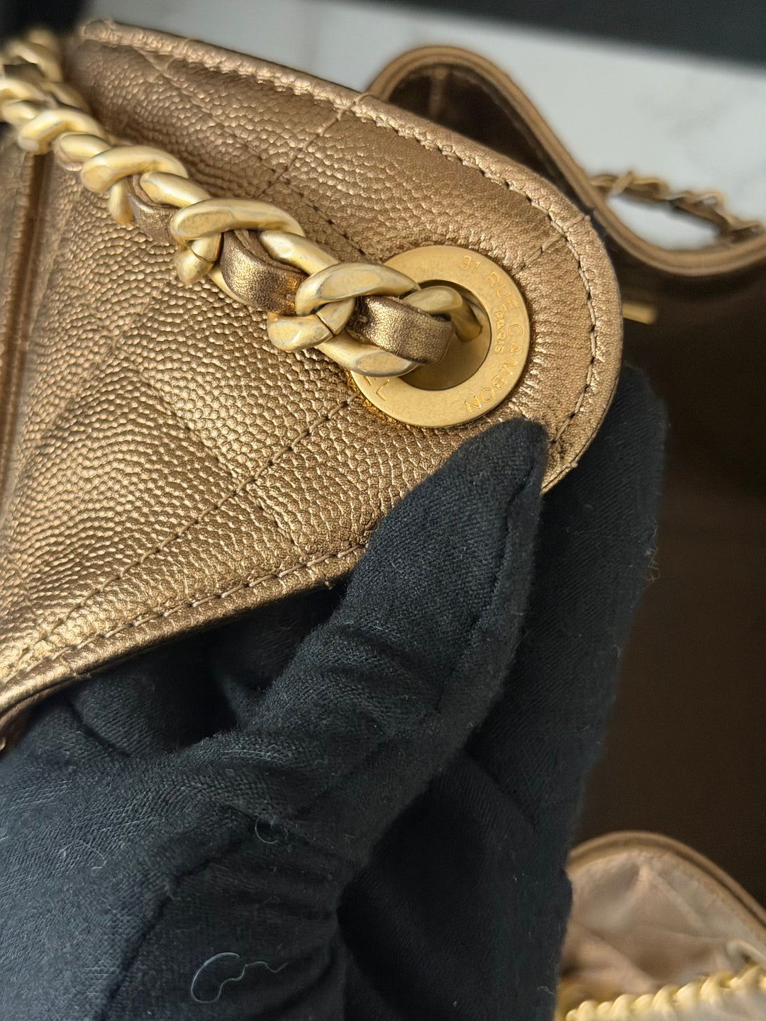 CHANEL 25A 2025 Bronze Caviar aged GHW 25 Hobo Bag size Small