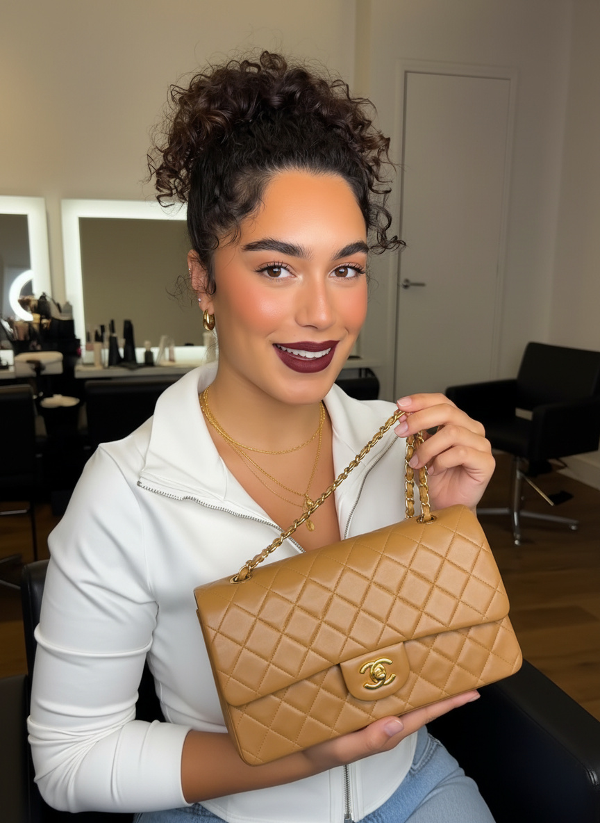 CHANEL series 4 Vintage 24K GHW Dark Beige Lambskin Timeless Classic Medium Double Flap Bag