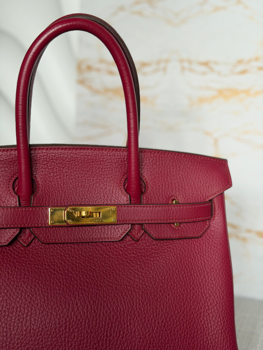WA/Email to Purchase only- Hermes Rouge Grenat Togo Leather GHW Birkin 35 Stamp X 2016