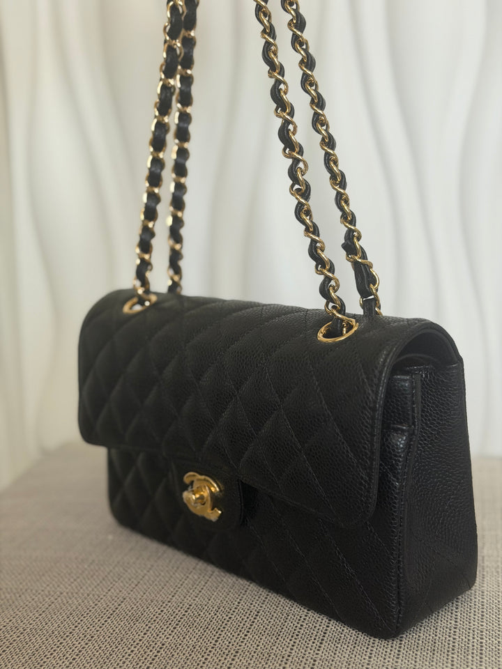 CHANEL Black Caviar GHW SMALL Timeless Classic Double Flap Bag 2022