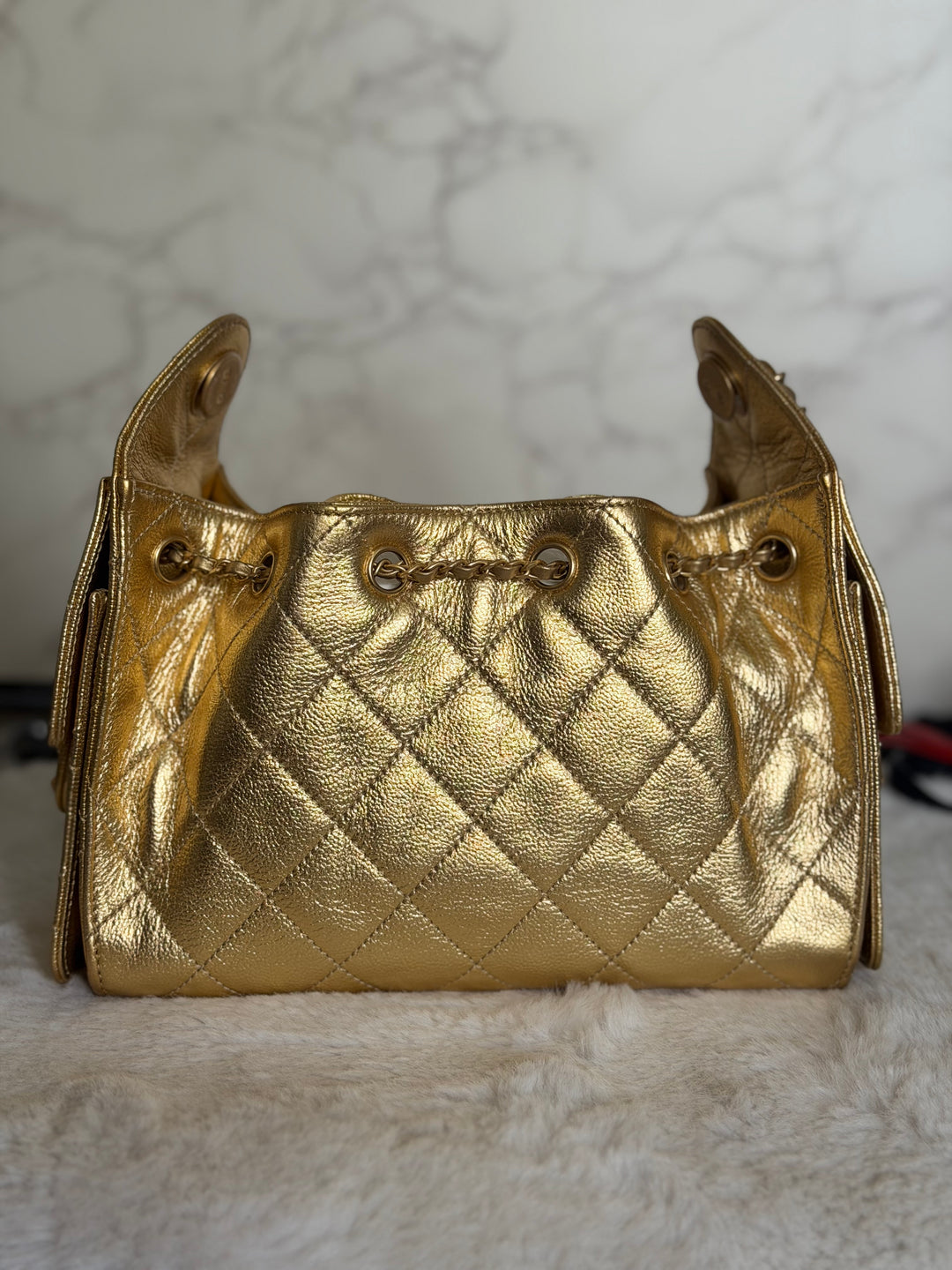 CHANEL 26C Gold Caviar Mini 25 Hobo Bag with Aged GHW 2026