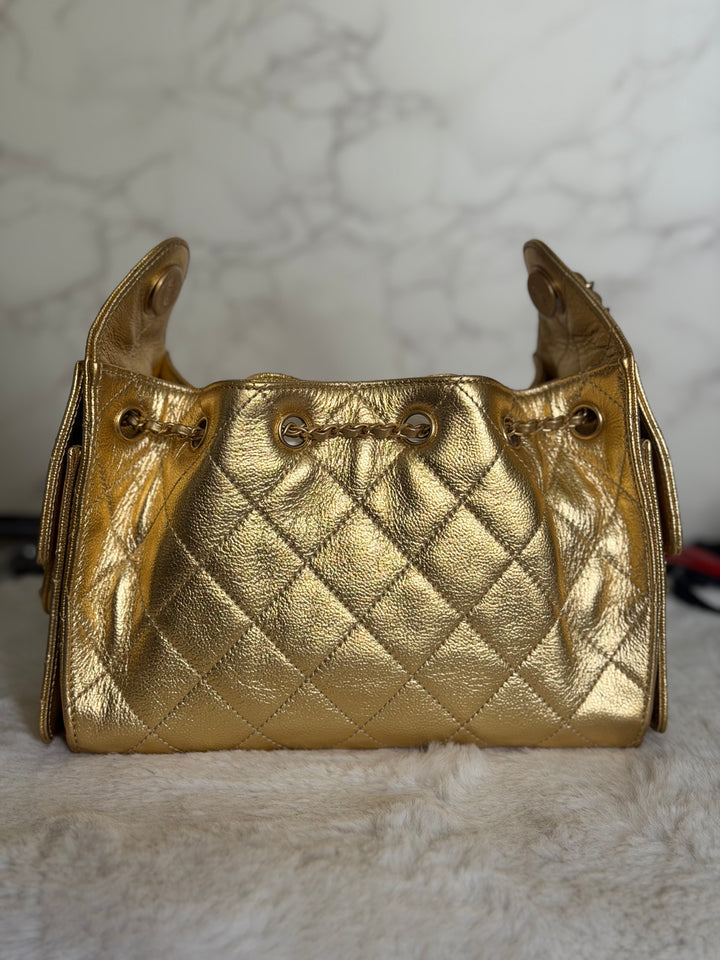 CHANEL 26C Gold Caviar Mini 25 Hobo Bag with Aged GHW 2026