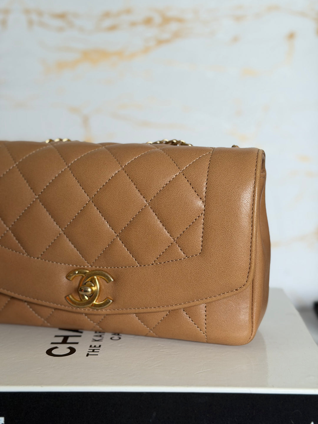 CHANEL series 21 Caramel Brown Lambskin aged GHW Diana Reissue Flap Bag size SMALL 2015