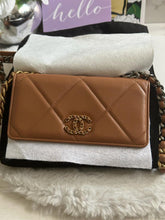 Load image into Gallery viewer, Chanel 19 Wallet on chain (WOC) in 21K 2021 Fall/Winter Collection Caramel Brown Lambskin Mixed Hardware
