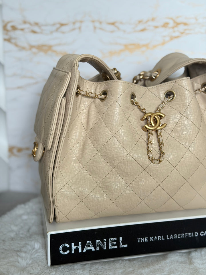 CHANEL Beige Caviar Aged GHW 25 Hobo Bag size SMALL 2025 25S collection