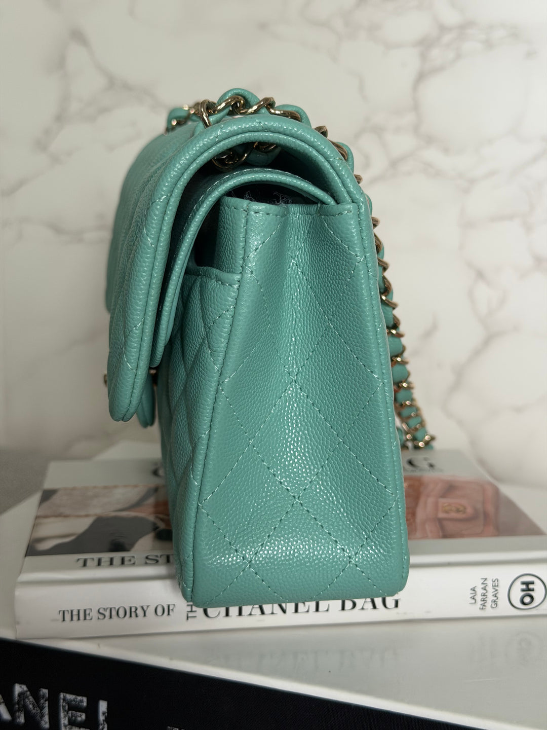 CHANEL 21S series 31 Tiffany Green/Blue Caviar LGHW Small Timeless Classic Double Flap Bag 2021 super rare