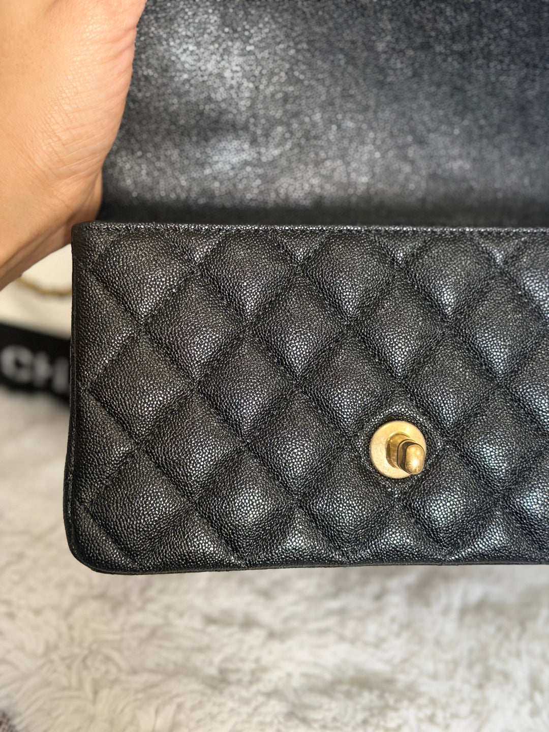 CHANEL 21S Black Caviar Aged GHW Top Handle Mini Rectangular Flap Bag series 31 2021