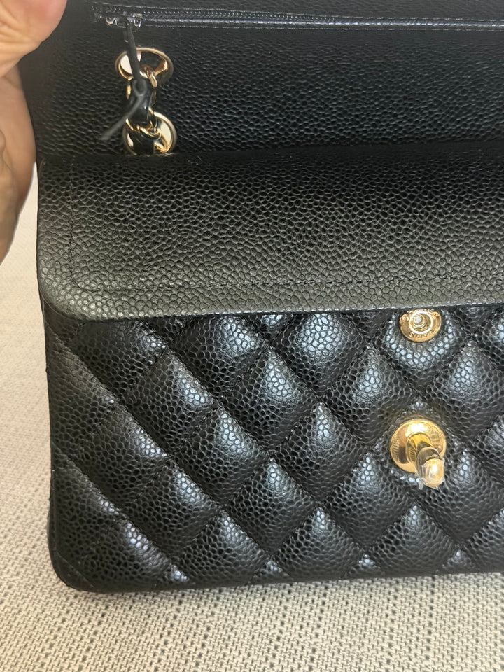 CHANEL Black Caviar GHW SMALL Timeless Classic Double Flap Bag 2022