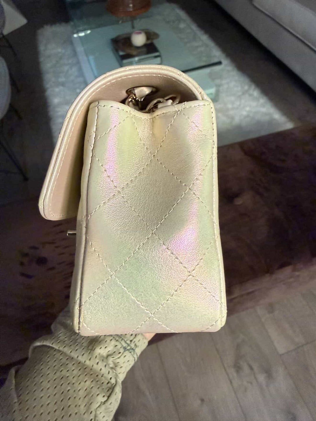 CHANEL series 31 Iridescent Ivory Calf Skin LGHW Mini Rectangular Flap Bag 20B collection 2020