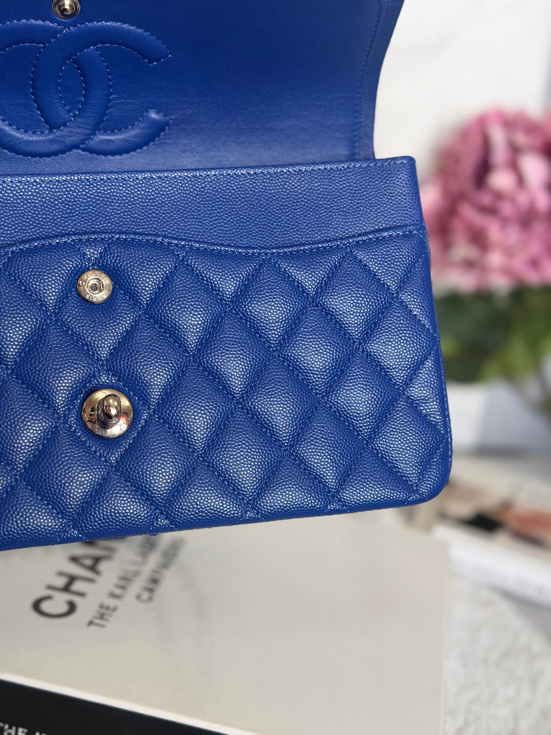 CHANEL Dark Blue Caviar SHW Medium ML Classic Timeless Double Flap Bag 21K collection 2021