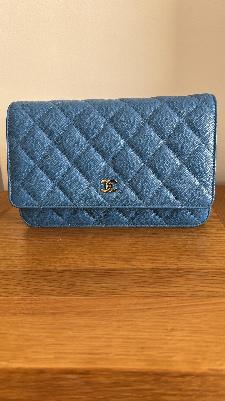 CHANEL series 30 Blue Jean Caviar LGHW Classic Wallet On Chain (WOC) 2020