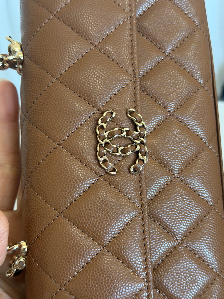 CHANEL 26P Brown Caviar LGHW Top Handle Vanity