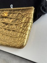 Load image into Gallery viewer, Chanel 19A Gold Calf skin Croc Embossed Mini O Case with Aged GHW
