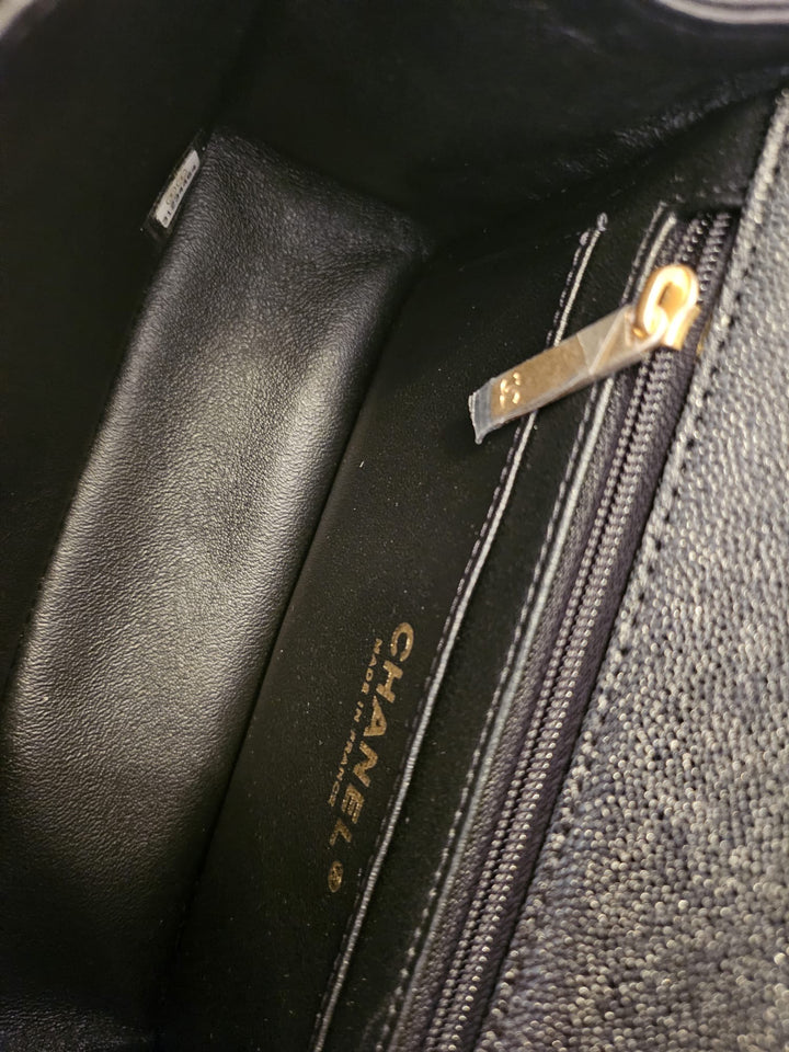 CHANEL 21S Black Caviar Aged GHW Mini rectangular flap bag with top handle 2021 series 31