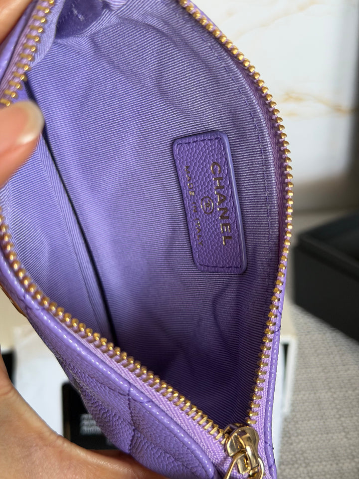 CHANEL series 28 20S purple caviar LGHW Mini O Case Pouch 15 cms
