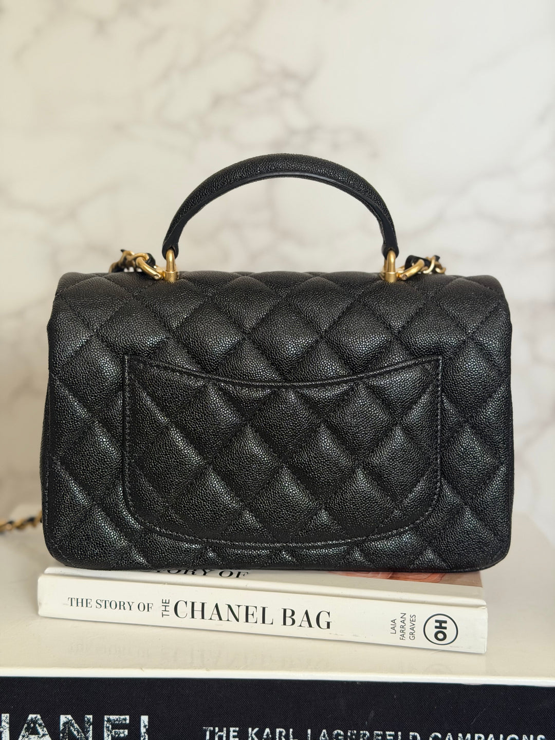 CHANEL 21S Black Caviar Aged GHW Top Handle Mini Rectangular Flap Bag series 31 2021