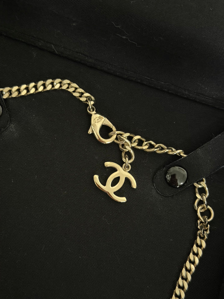 CHANEL Crystal CC Choker Necklace in Silver and Light Gold Hardware