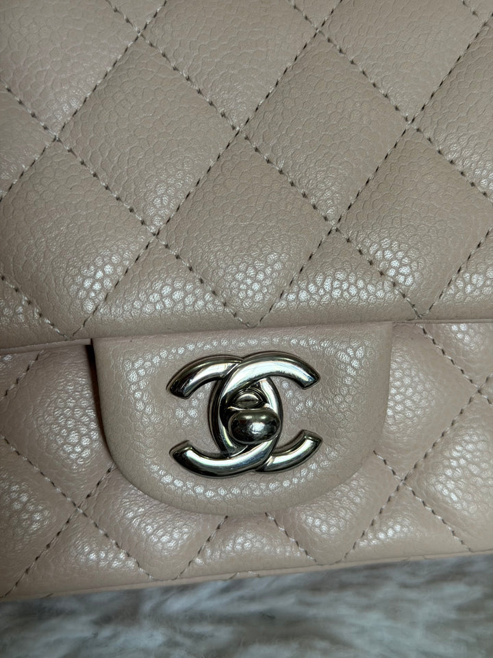 CHANEL series 18 Light Sakura Pink Caviar SHW Mini Rectangular Flap Bag 2014 14C collection