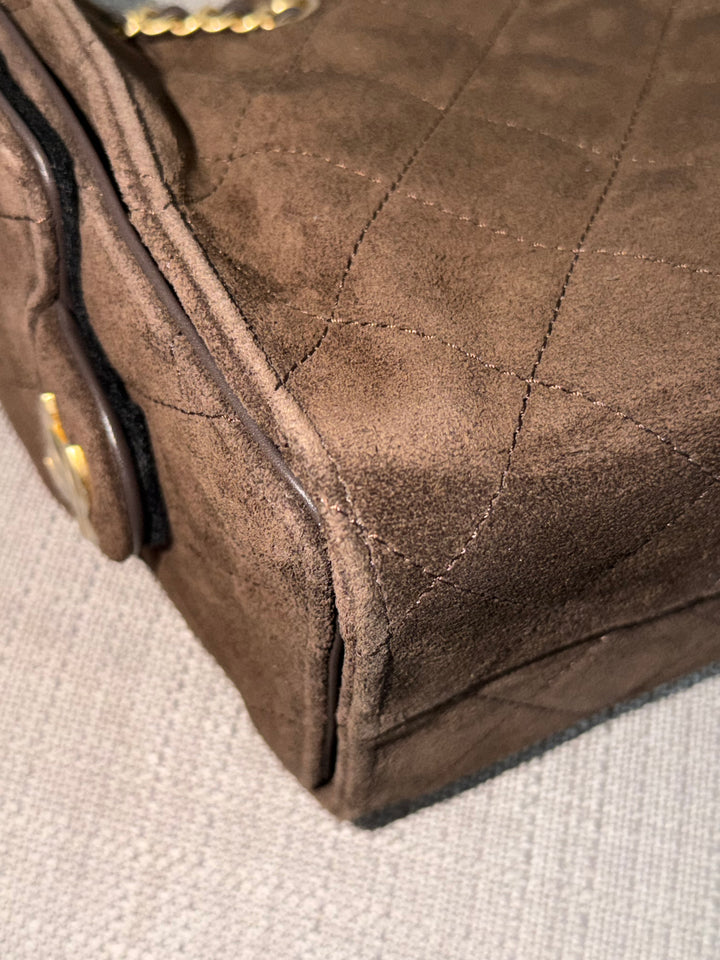 CHANEL 26C collection 2025/2026 Brown Suede Leather Mini 25 Hobo Bag with aged GHW